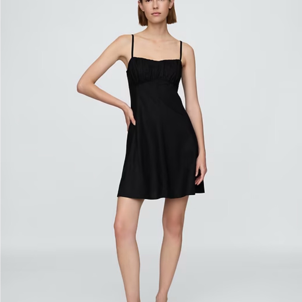 GAP NWT Linen-Blend Shirred Bodice Mini Dress~Size L Tall